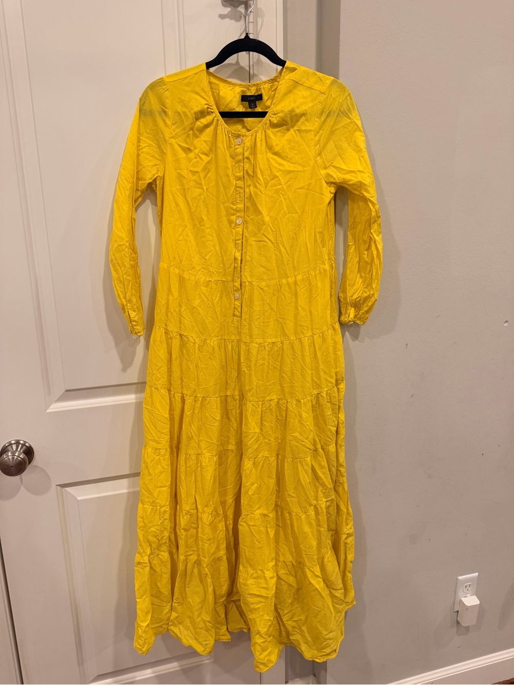 J. Crew Sunflower Yellow Tiered Button-Front Maxi Dress